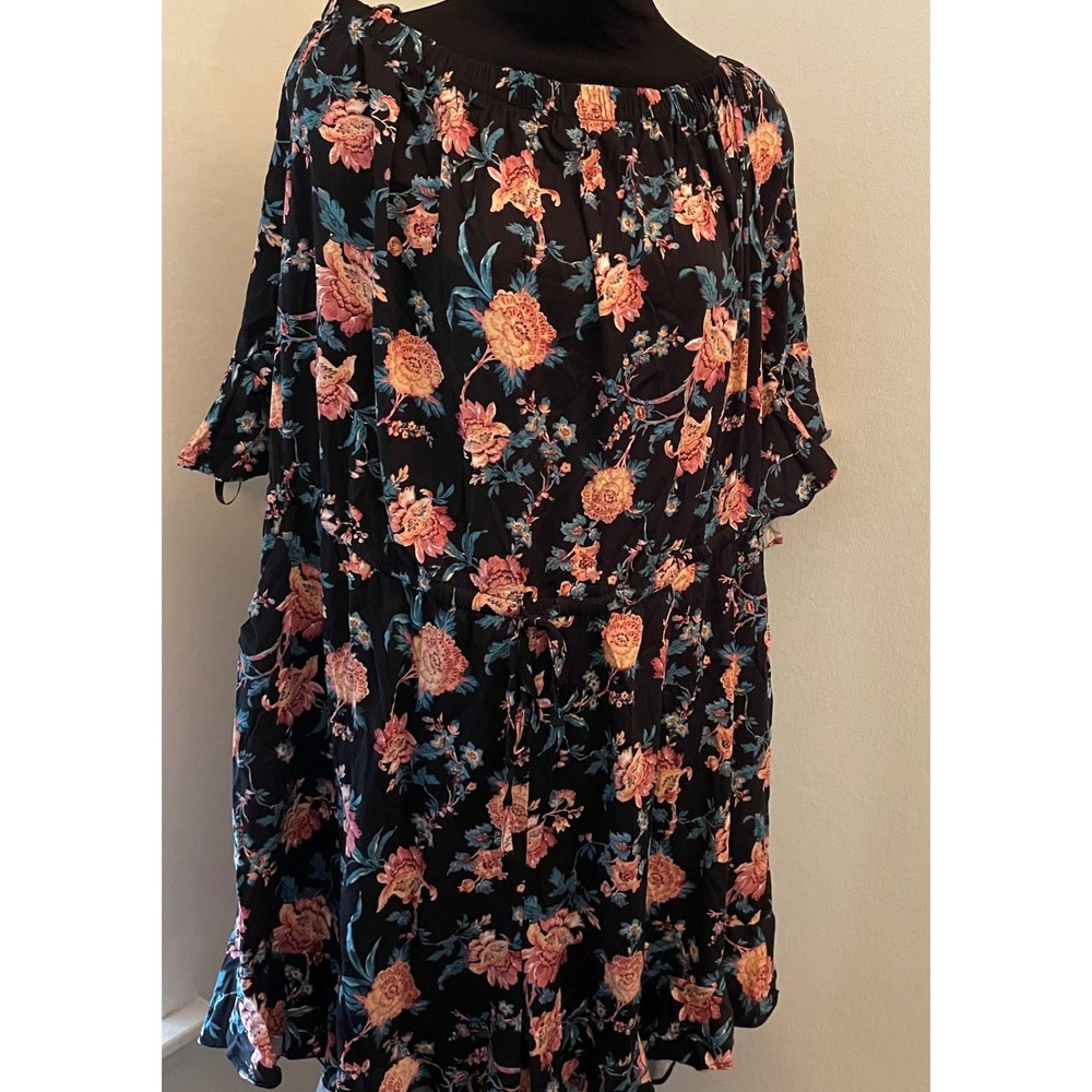 Torrid Stretch Challis Off The Shoulder Romper 3X Floral Deep Blooms NWT